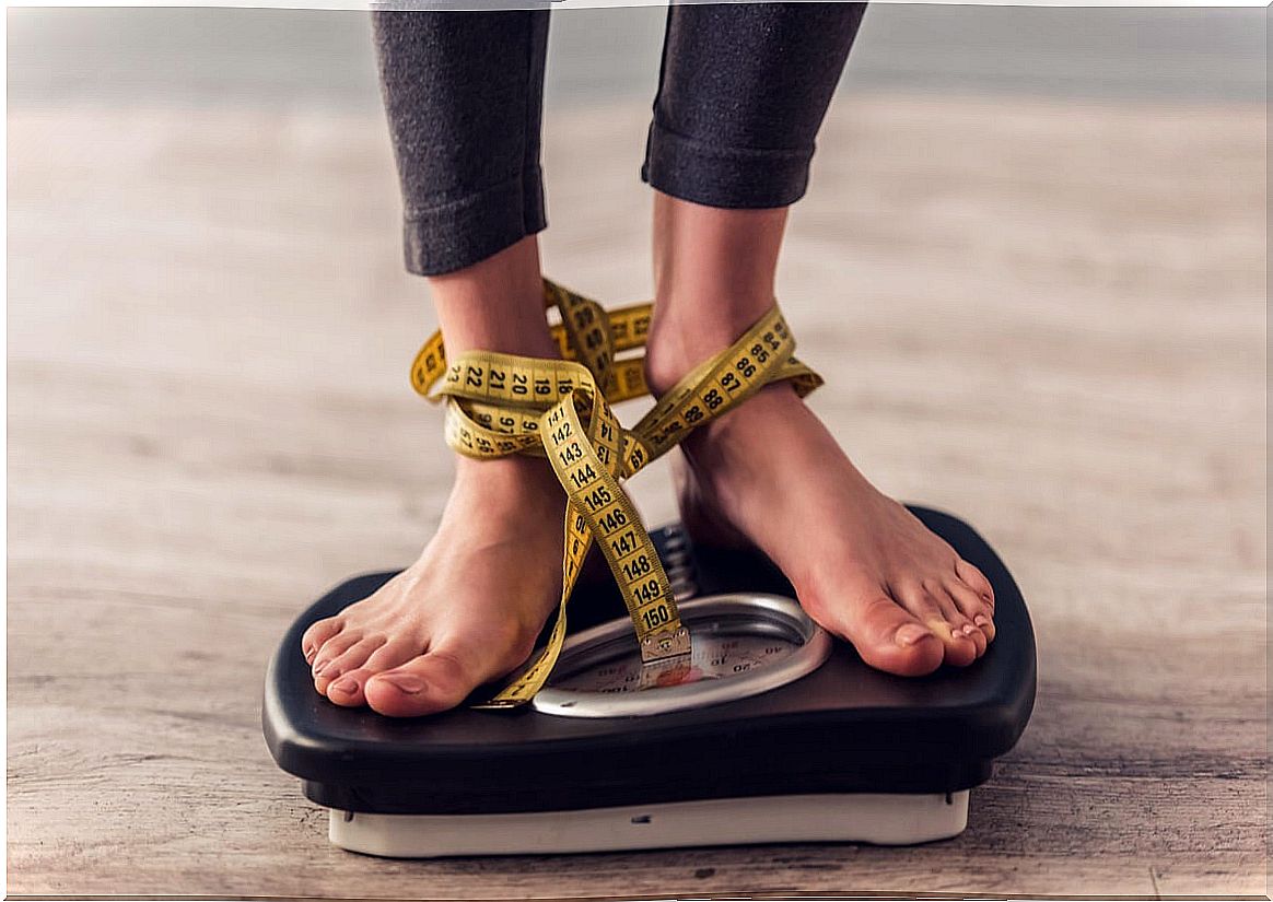 Woman on scales