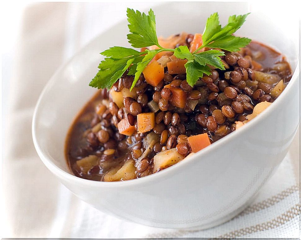 Cup with lentils